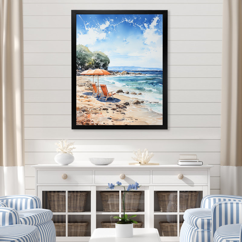 Parasol de plage Splash II - imprimé, Cadre simple noir, H 32 po x l 24 po x P 1 po