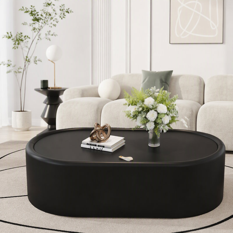 Table basse ovale avec rangement dissimulé, 30.97 lbs, Black