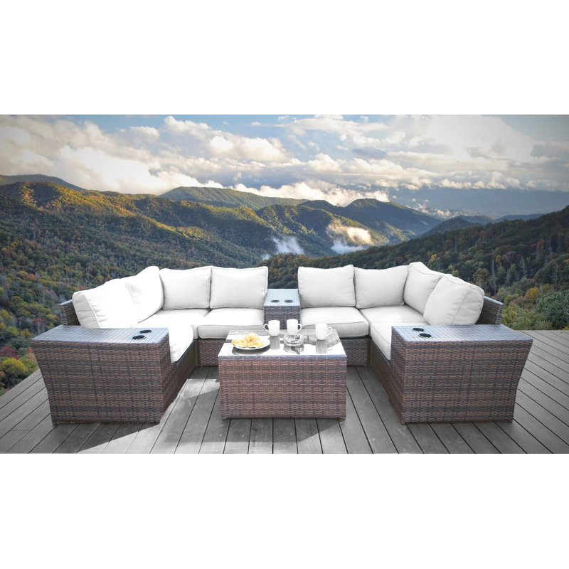 Winsford Fully Assembled 4 - Person Seating Group with Cushions, Pre-built outdoor sofa, Espresso