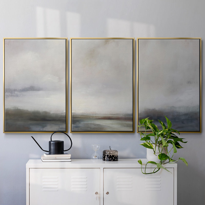 Light Effects VII V1 - Multi Piece Framed Canvas, Gold , 36" H x 75" W x 2" D