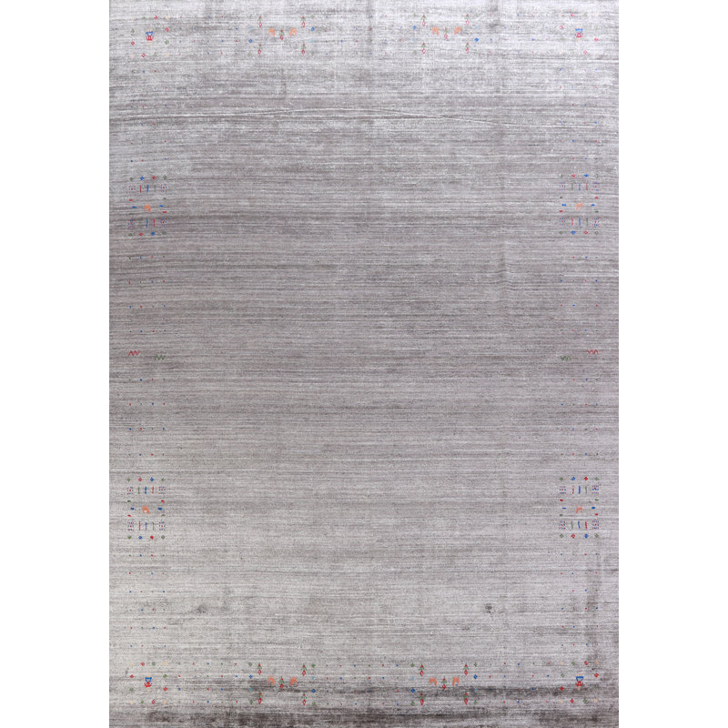 Tapis rayé gris Gabbeh 9 x 12