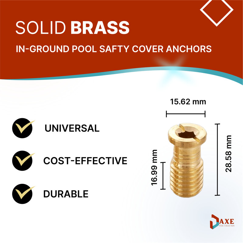 Hache | Couvercle de sécurité pour piscine Universal Filetage de 9/16 po et longueur de 1-1 / 8 po (25)