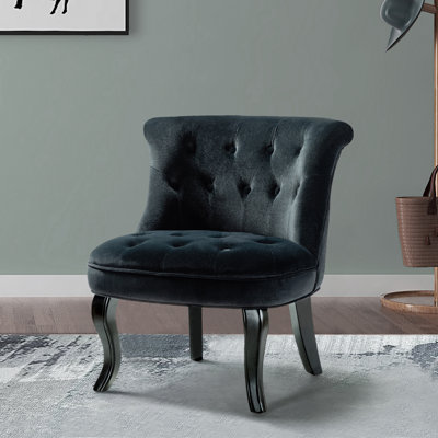 Chaise d'appoint à oreilles rembourrée en velours Grenier