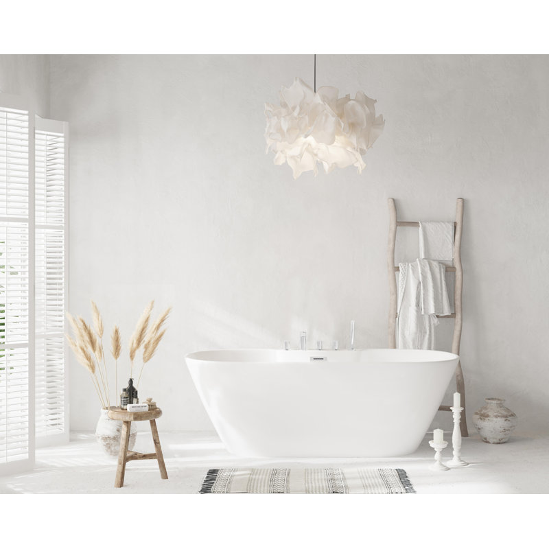 67 Inch Bathtub in Glossy White with Trim, Chrome