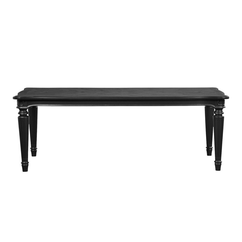 Rectangular Wooden Dining Table With Turned Fluted Legs, Black