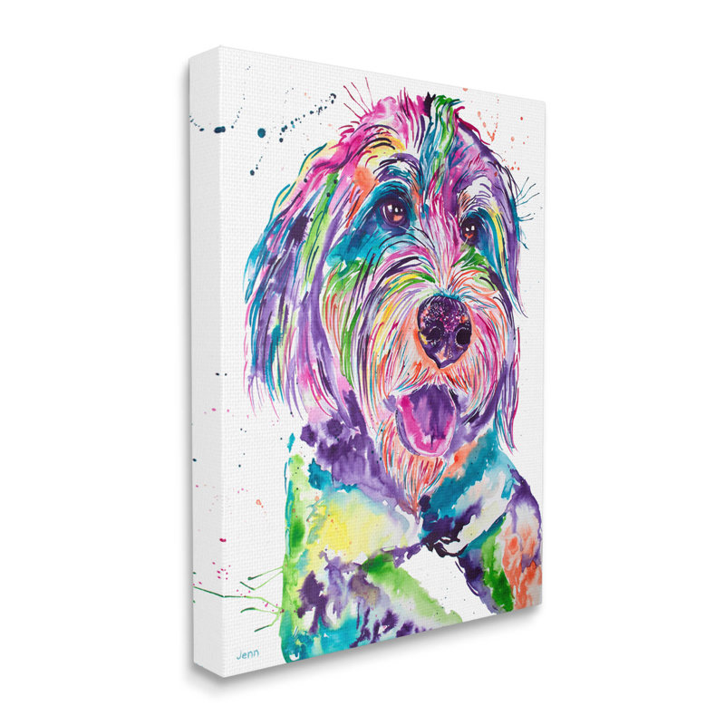 «Sourire terrier», art mural moderne sur toile par Jen Seeley, H 20 po x l 16 po x P 1,5 po