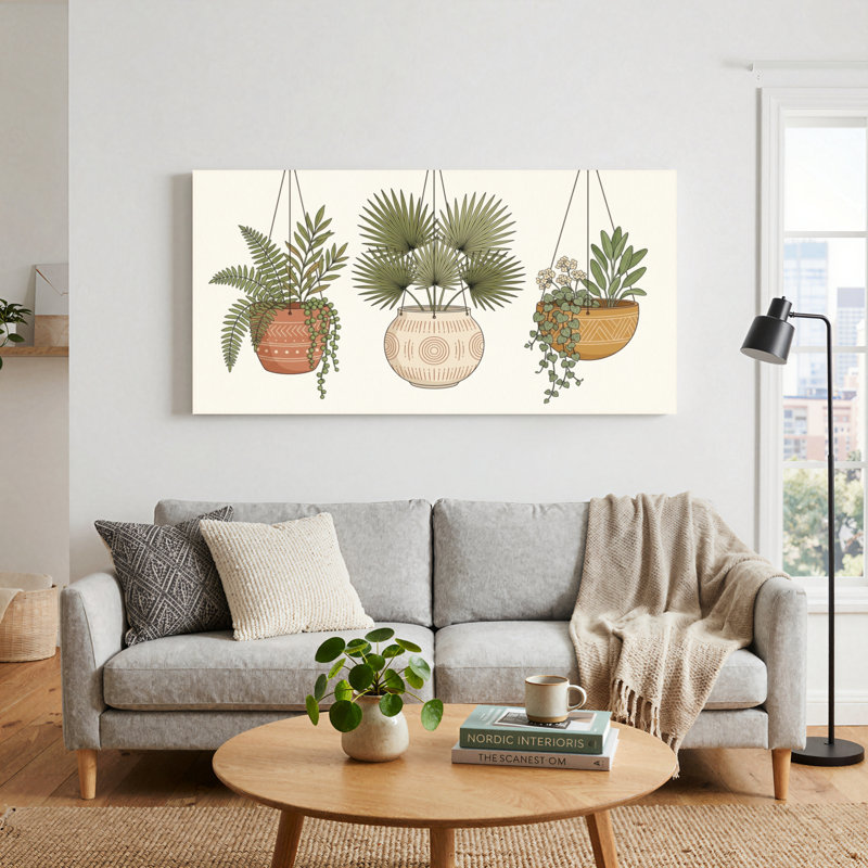 Ensemble de 1 tableau sur toile représentant des plantes suspendues, L 40 po x H 20 po, Wrapped Canvas