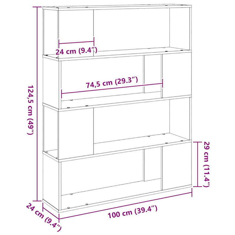 124cm H x 100cm W Standard Bookcase