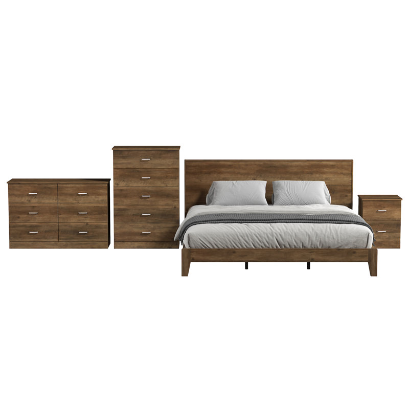 Allyannah 4 Pieces Bedroom Set, King, Knotty Oak