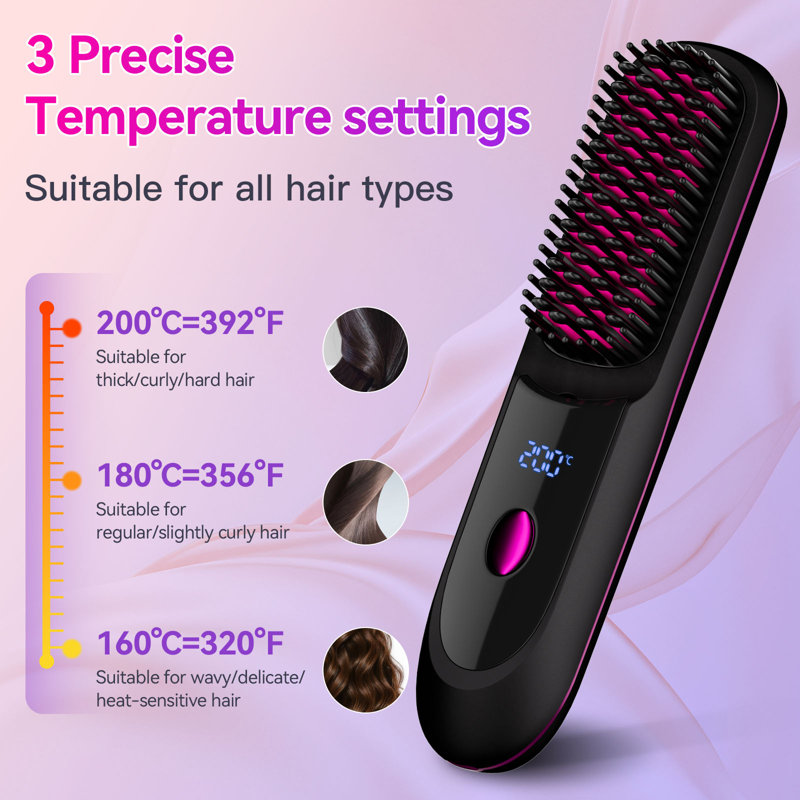 2026 Upgraded Cordless Hair Straightener, 3 Heat Settings for All Hair Types, 30s Fast Heat, Travel Hair Straightener, 5200mAh ，Type-C Rechargeable Hair Straightener Brush - Touch Up On-The-Go, Gift for Women.