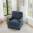 Upholstered Navy Skirted Swivel Accent Arm Chair with Nailhead Trim-505412843