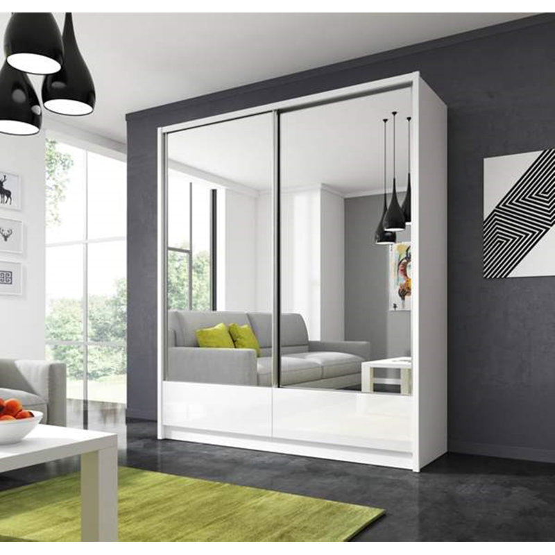 Dakeisha 2 Door Solid + Manufactured Wood Wardrobe, 214cm H x 184cm W x 62cm D, White