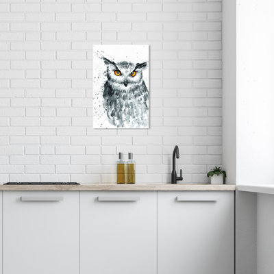 Splashed Owl"", Paint Splash Owl Modern White Canvas Wall Art Print For Baby Boy Room -  Loon PeakÂ®, FE06818A14C84B30A39165D4F98B2F5E