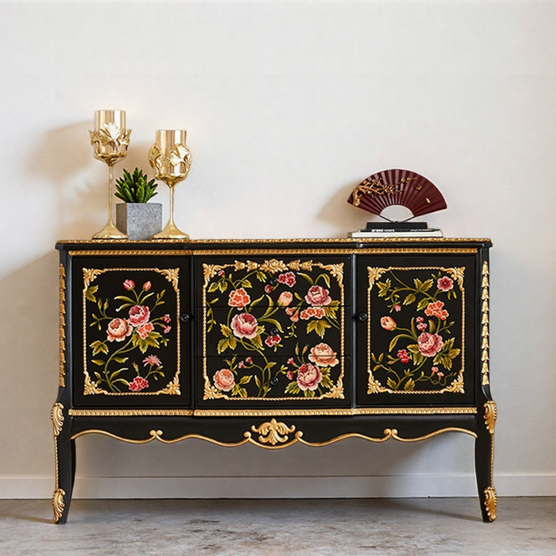 Armoire d'entrée noire rétro