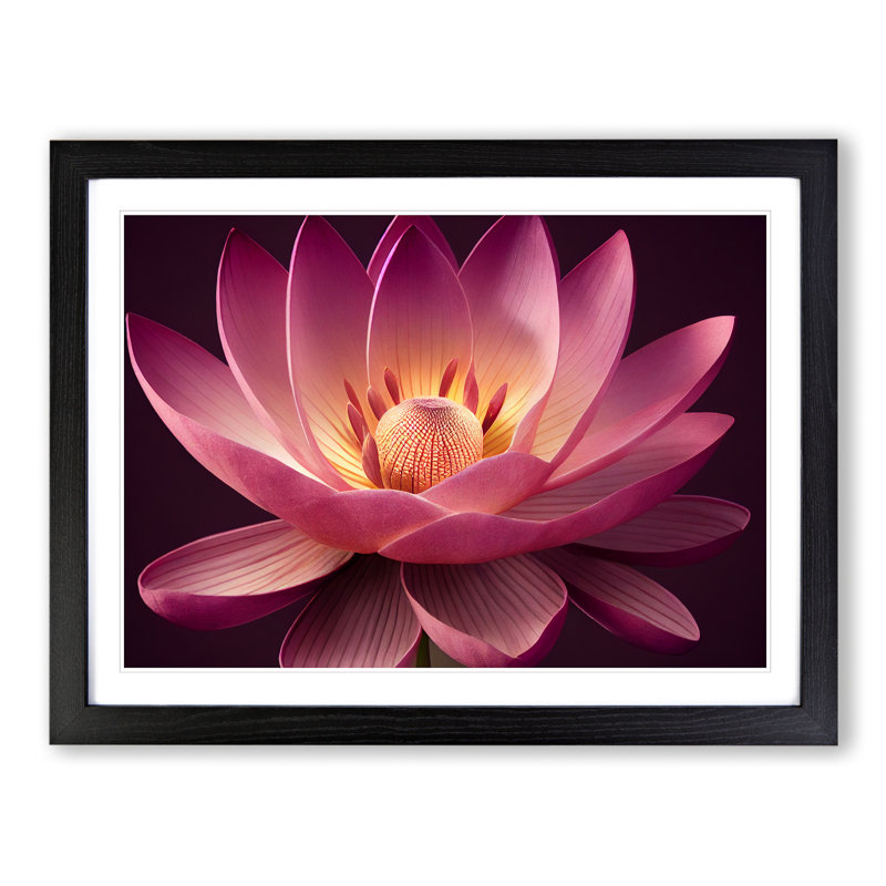 Dashing Lotus Flower - Framed Print, Black, 46cm H x 64cm W x 2cm D