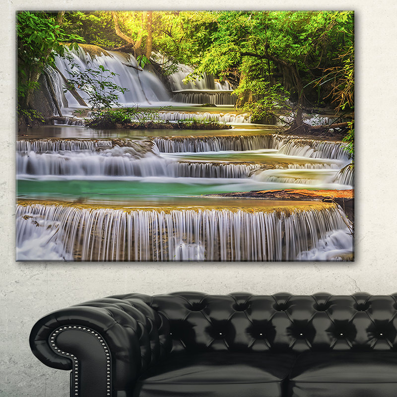 « tranquil erawan cascade », reproduction de photo sur toile, H 20 po x l 20 po x P 1 po