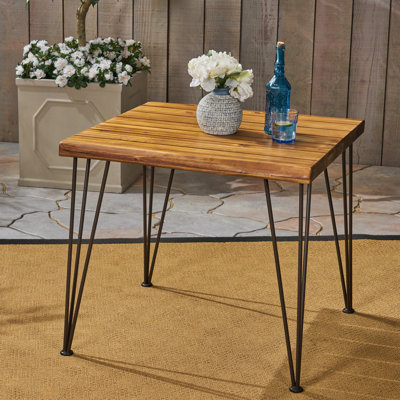 Table de salle à manger d'extérieur moderne et industrielle - plateau en bois de 32,5 po robuste