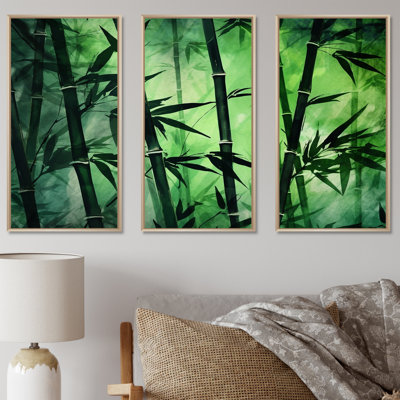 Bamboo Green Dark And Light - Bamboo Wall Art Set