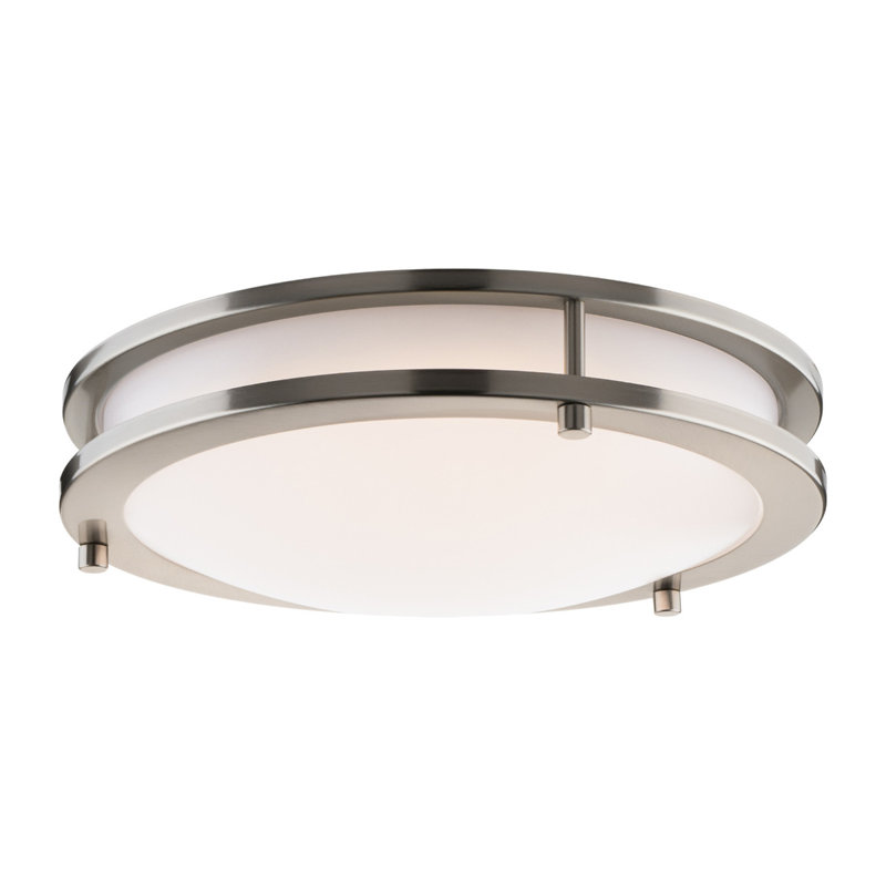 East Grove Home Builder Essential Collection LED 20W 14in 1500 Lumens Round Flush Mount Ceiling Light with 5-CCT Color Temperature Selectability 2700-3000-3500-4000-5000K in Brushed Nickel