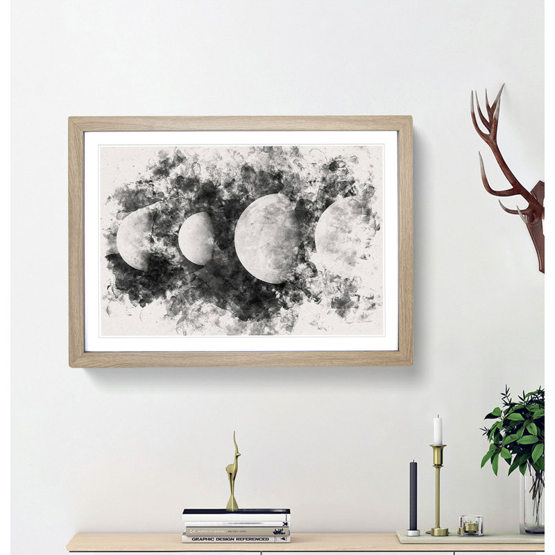 Moons of Jupiter - Picture Frame Painting Print, 62cm H x 87cm W x 2cm D, Oak Framed