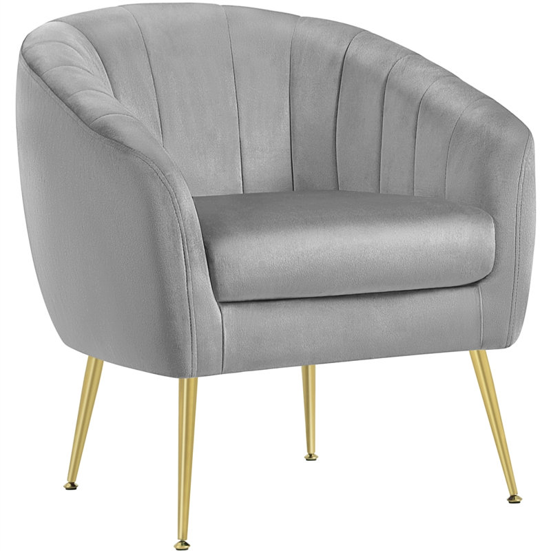 Fitchburg Velvet Barrel Chair, Gray