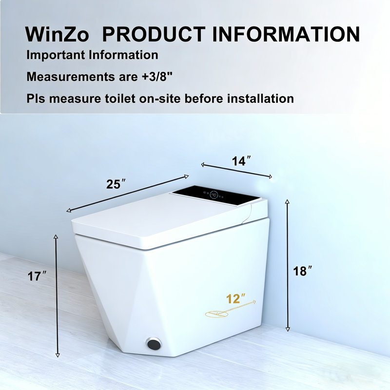 Modern Smart Toilet with Bidet, Auto Flush, Heated Seat, Foam Shield, Elongated Comfort Height, 1.28 GPF, White