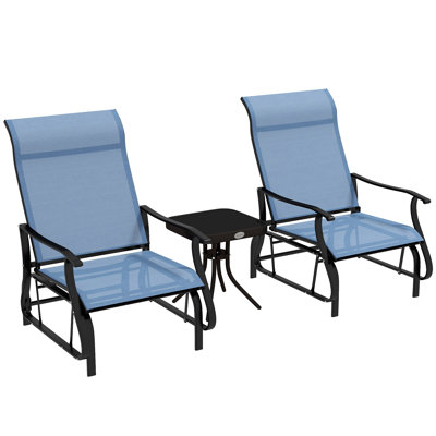 Ensemble bistro d'extérieur avec cadre en acier, plateau en verre trempé pour patio, jardin, cour arrière, pelouse