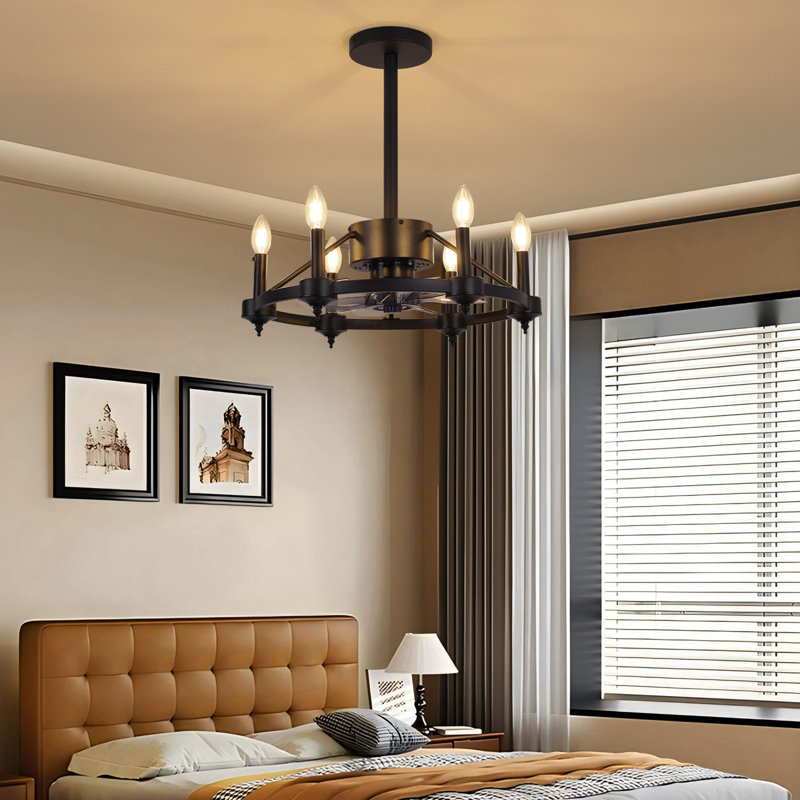 Ventilateur de plafond réversible 20,5 po avec ensemble d'éclairage, ventilateur de roue à roulettes noir