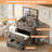  3-in-1 Small Farmhouse Makeup Vanity, Sliding Stool, Fold-up Panel, Divided Storage, Gray-217470544