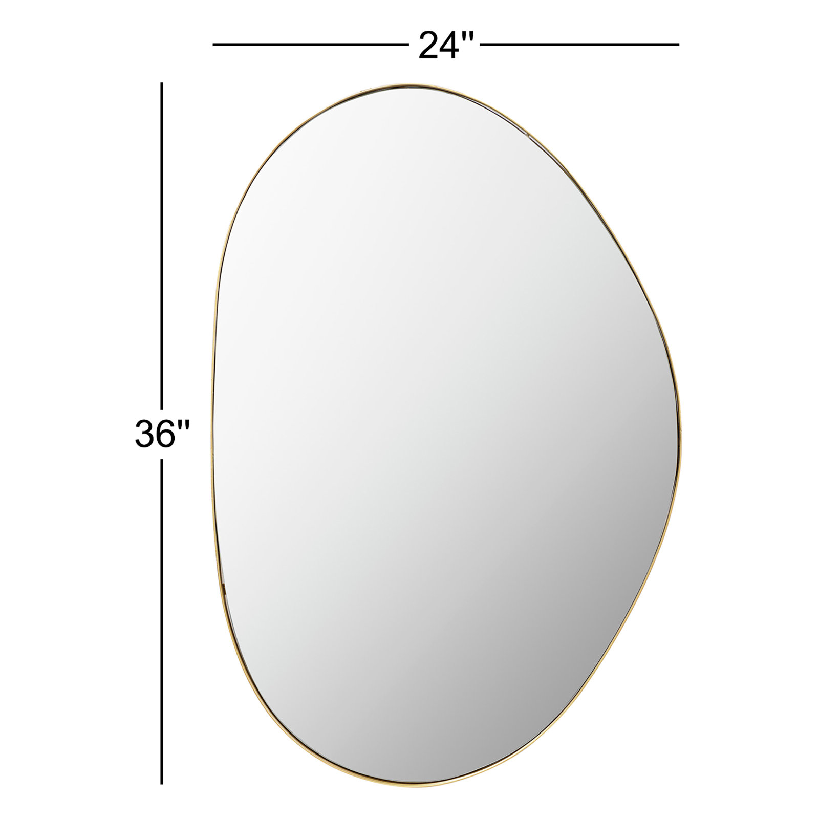 Kest Metal Asymmetrical Wall Mirror, 36" x 24", Gold