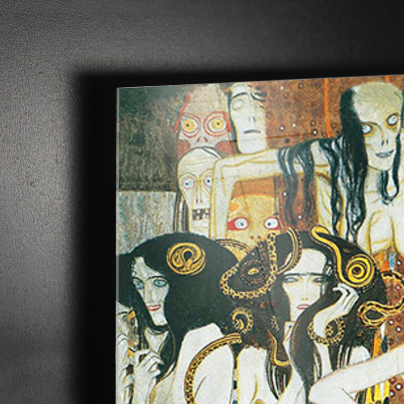 Beethoven Frieze by Gustav Klimt - No Frame Painting on Glass, 65cm H x 95cm W