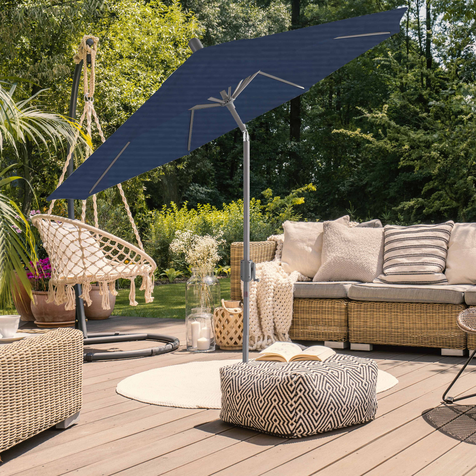 Natalie 104'' Outdoor Polyester Umbrella, Antique Bronze, Jockey Red
