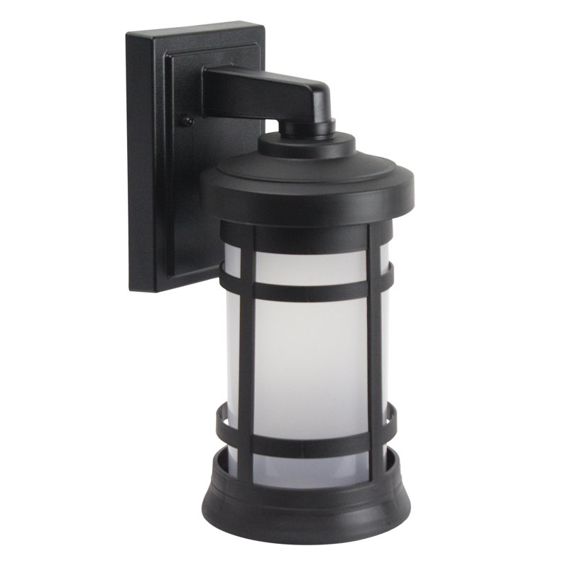 Solus Artisan Cylinder Outdoor Wall Mount Fixture with Frosted Acrylic Lens, Black, 12.75" H, 4000K