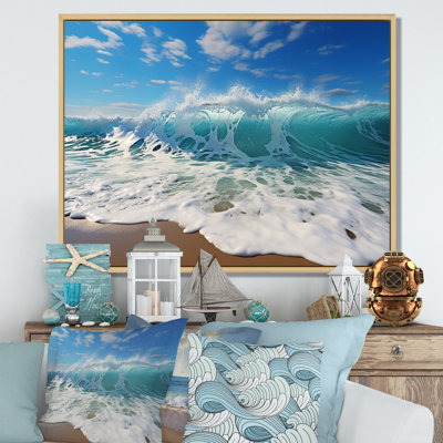 «Turquoise Power Of Ocean Wave» - Impressions sur toile nautiques et de plage