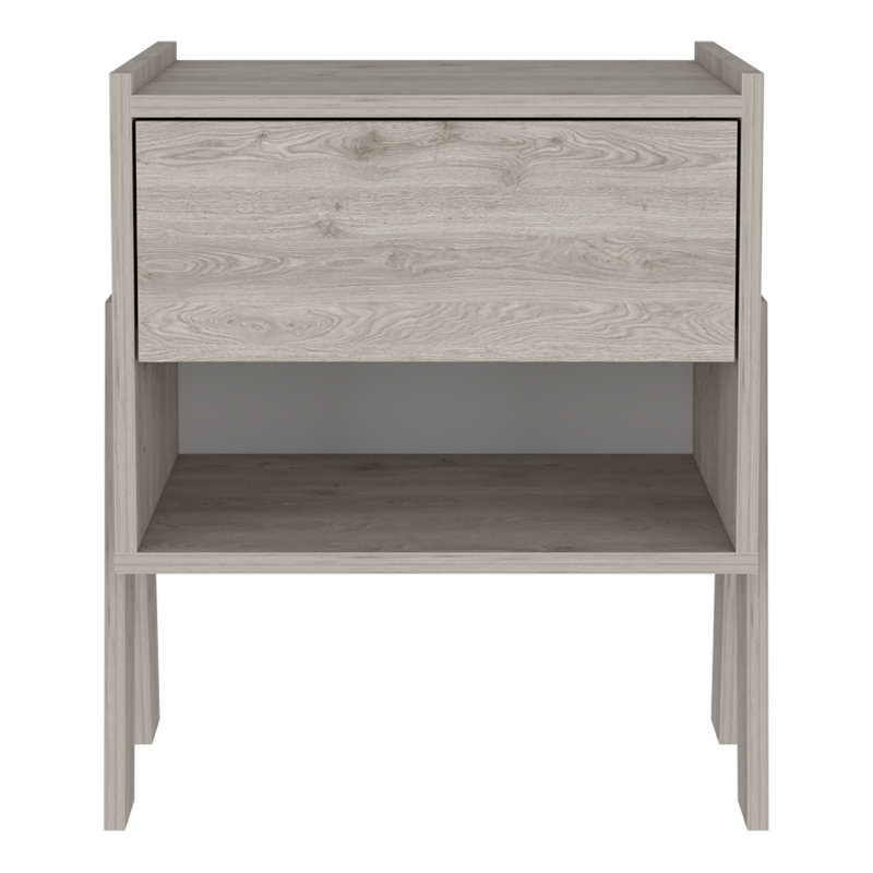 22" Light Gray Wood One Drawer Nightstand