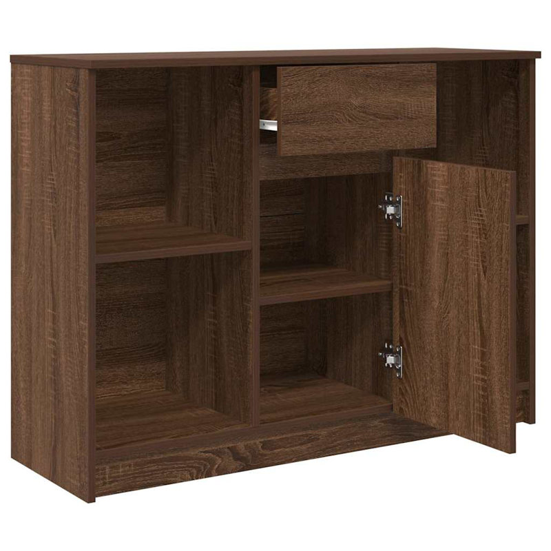 Sideboard With Drawer 101X35x76 Cm Engineered Wood, Brown Oak