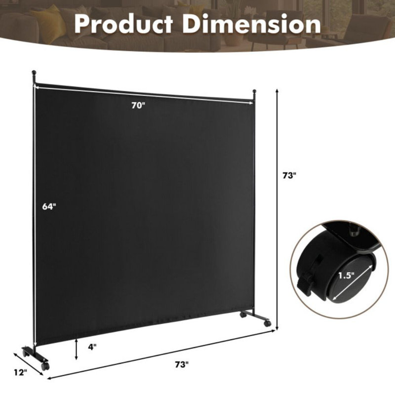 Cloison pliante Aytan, Noir, 1, H 73 po x l 73 po x P 12 po