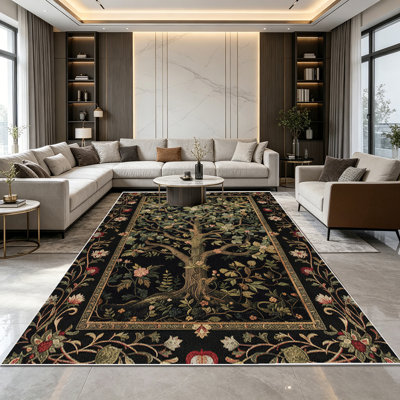 1PC Vintage Floral Tree of Life area rugs, Soft and Comfortable, easy-to-maintain, machine washable Indoor floor mat, suitable for living room, bedroom, dining area, entryway, sunroom, porch, patio, backyard Home Decor, Outdoor Decor.