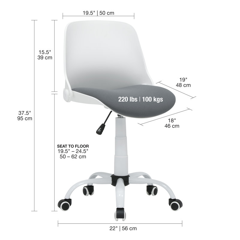Ergonomic White and Gray Fabric Swivel Task Chair