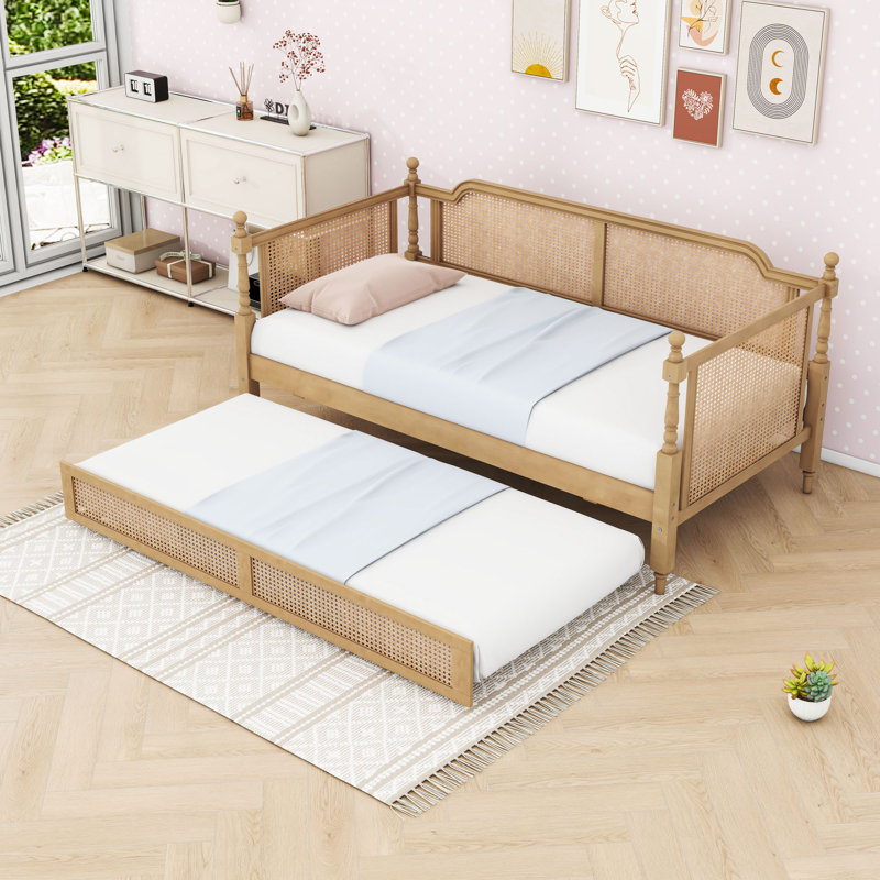 Wood Daybed with Trundle, Twin, Antique Walnut