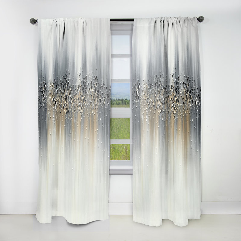 Rideau en velours abstrait Gentle Grey Serenity - 1 panneau, L 52 po x L 95 po