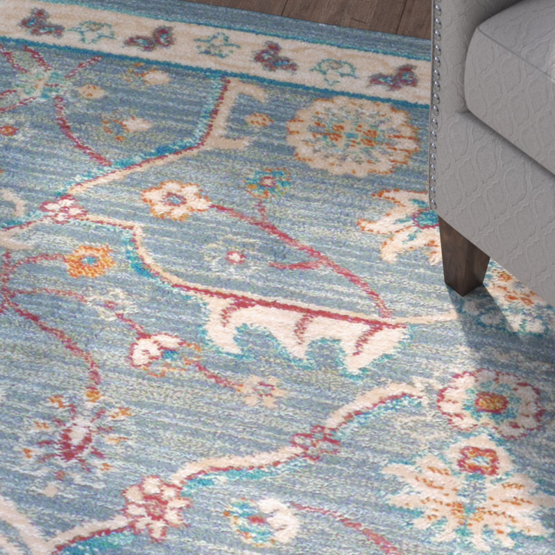 Tapis oriental bleu / gris Jansson, Rectangle 12 pi 6 po x 15 pi