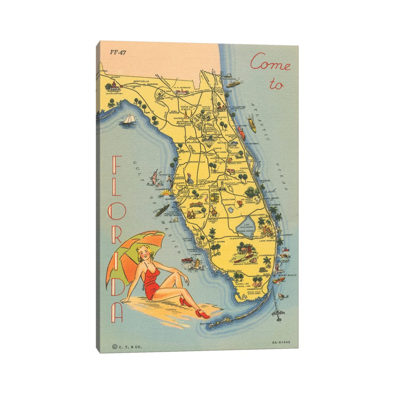 Florida Postcard VI - Print on Canvas, 66.04 cm H x 45.72 cm W x 3.175 cm D, Wrapped Canvas