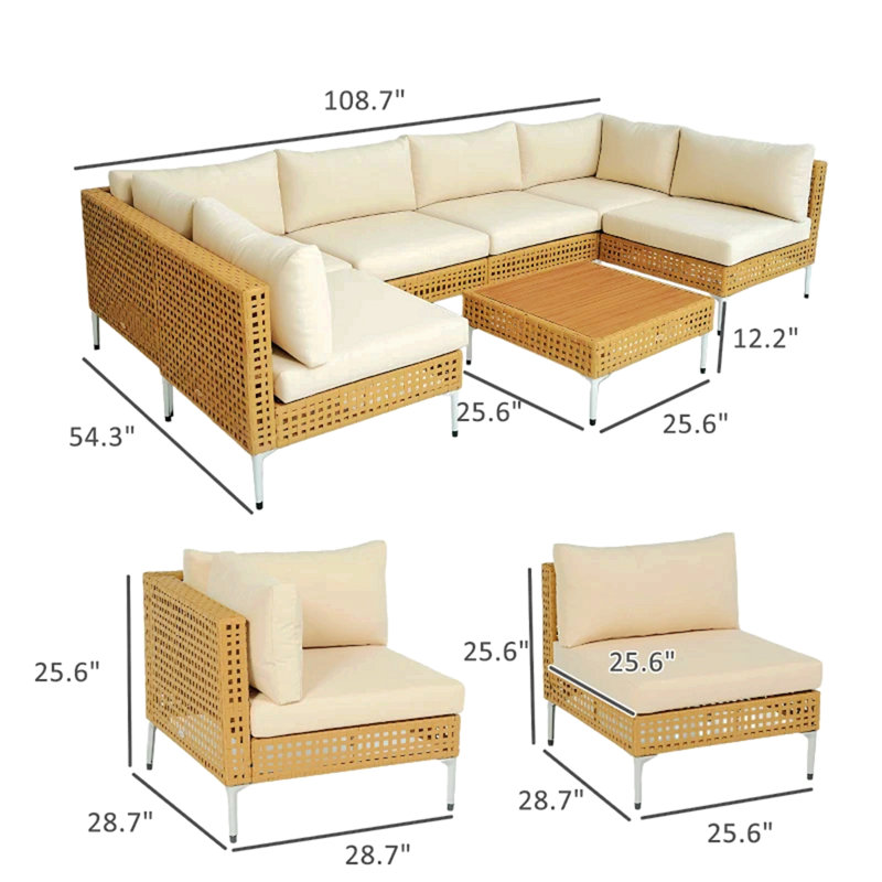 Outdoor Conversation Set,Modular Outdoor Sectional Furniture Set,7 Piece Wicker Patio Furniture Set
