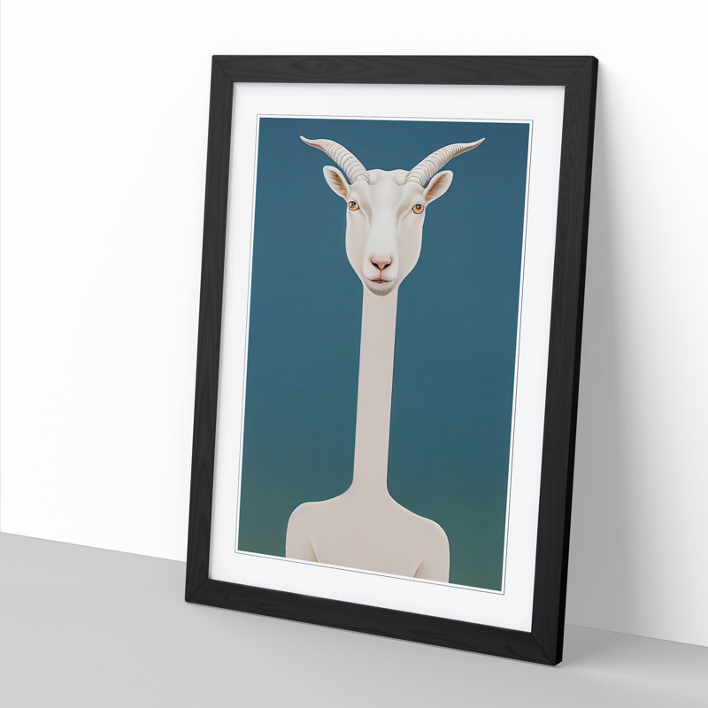 Mazzeo Goat - Picture Frame Print, 46cm H x 34cm W x 2cm D, Walnut