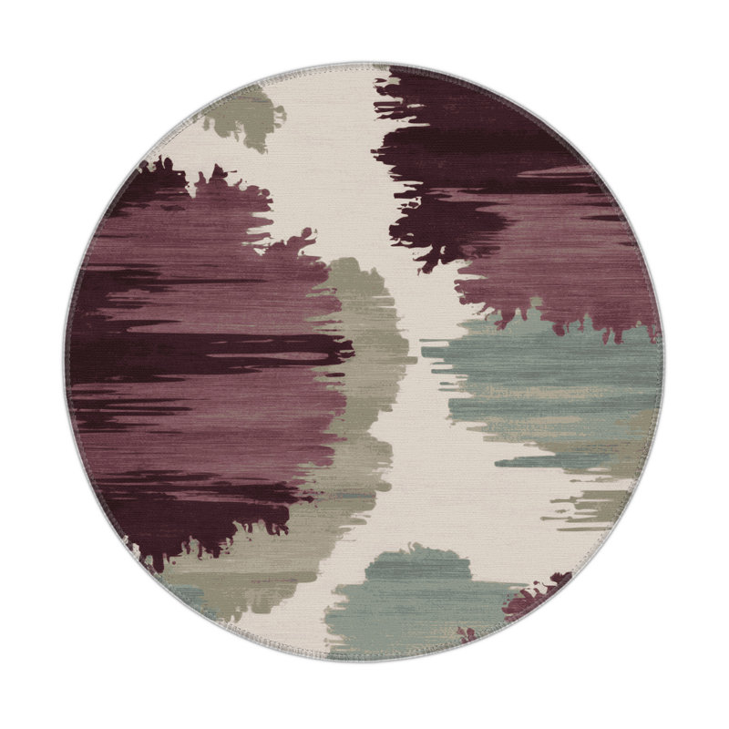 Tapis intérieur et extérieur brun Watercolor, Rond 5 pi