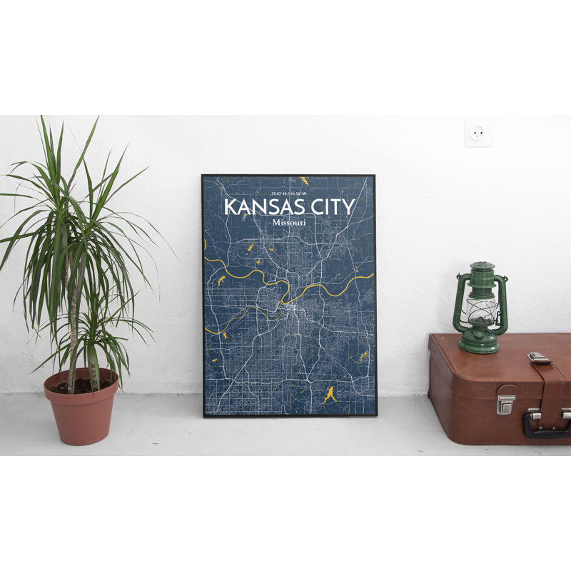 Kansas City Map 1 Piece Wall Art, 50.8cm H x 40.6cm W x 0.13cm D