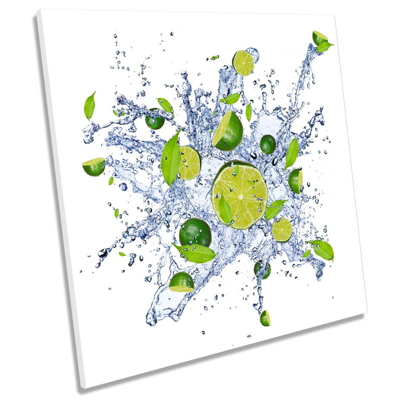 Lime Slices Fruit Splash - Wrapped Canvas Print, 76.2cm H x 76.2cm W x 4cm D