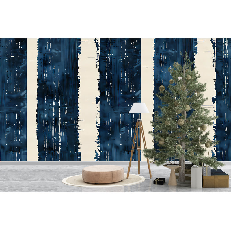 Papier peint à rayures | Murale moderne abstraite | Art mural audacieux, L 75 po x l 50 po, Premium Non-Woven