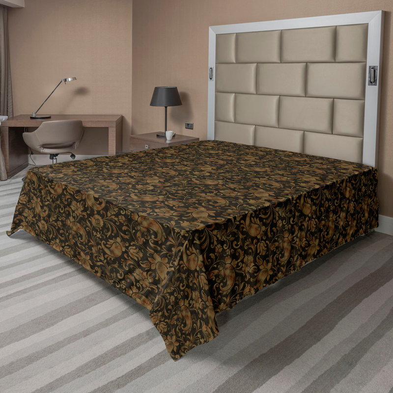 Drap plat Ambesonne à motif cachemire gris anthracite et kaki foncé, Drap plat de taille double